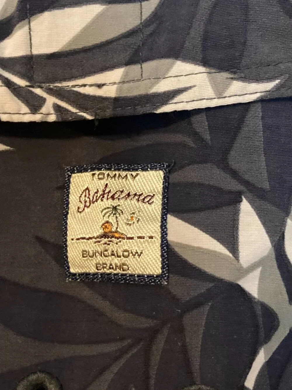 Vintage Tommy Bahama Men's Dark Blue Palm Leaf Print Swim Trunks - Size XXL